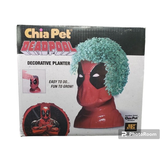 New Open Box Chia Pet Deadpool Unused Original Packaging And Chia Seeds Cute - Picture 1 of 10